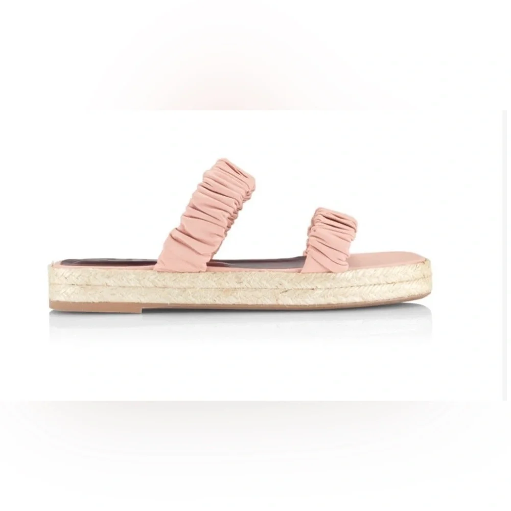 NEW Staud Espadrille Ruched Sandals in Dark Blush Size 9